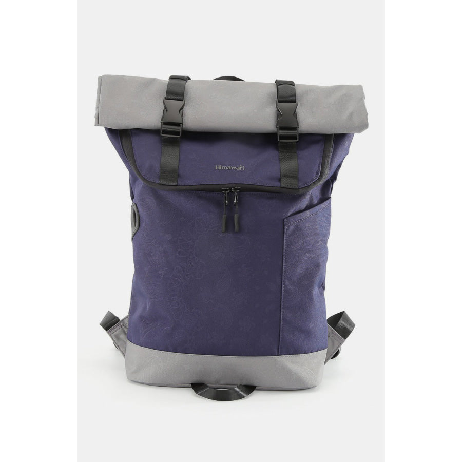 Himawari Contrast Waterproof Canvas Backpack Bag Gray / One Size Apparel and Accessories