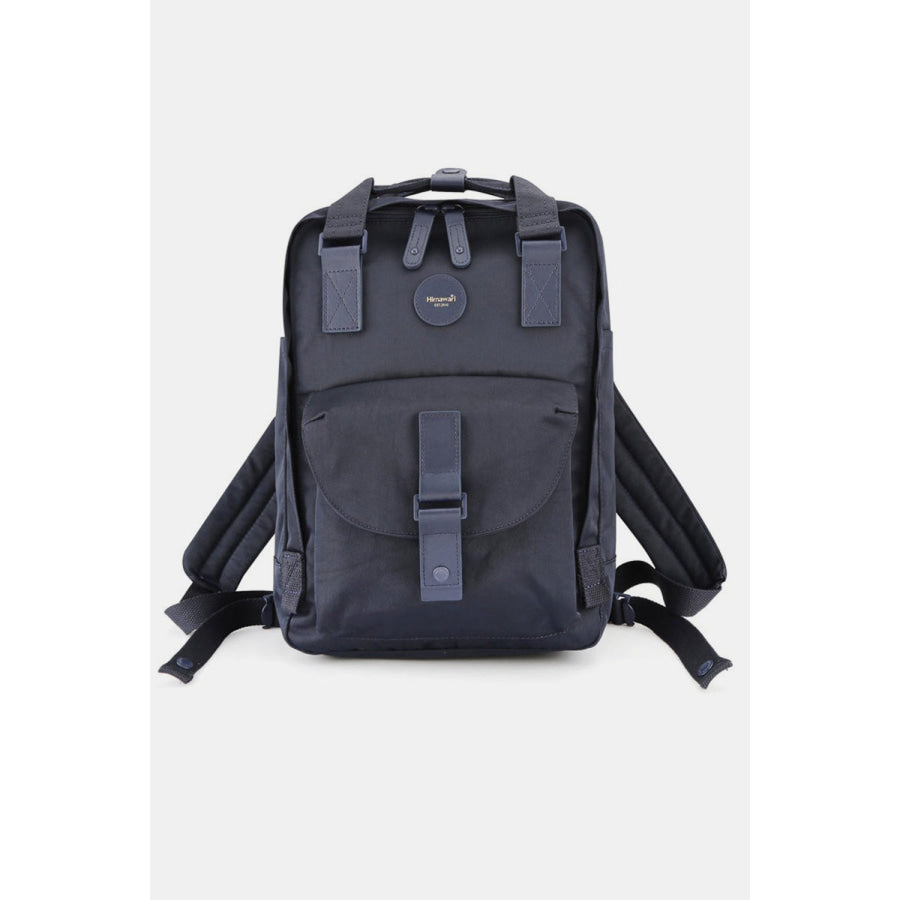 Himawari Contrast Waterproof Canvas Backpack Bag with Round Label Navy / One Size Apparel and Accessories