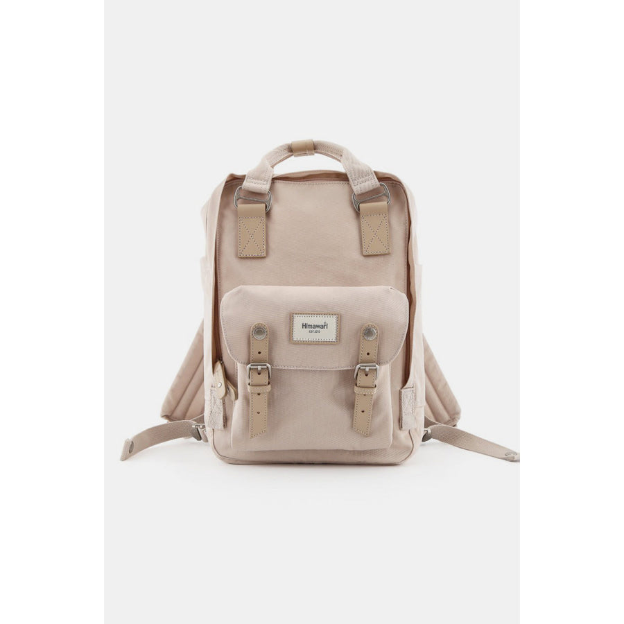 Himawari Contrast Waterproof Nylon Backpack Bag Beige / One Size Apparel and Accessories