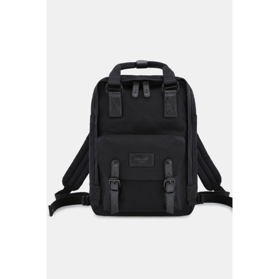 Himawari Contrast Waterproof Nylon Backpack Bag Black / One Size Apparel and Accessories