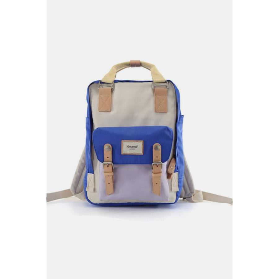 Himawari Contrast Waterproof Nylon Backpack Bag Blue/Lavender / One Size Apparel and Accessories