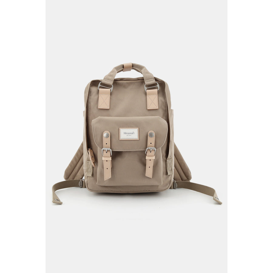 Himawari Contrast Waterproof Nylon Backpack Bag Khaki / One Size Apparel and Accessories