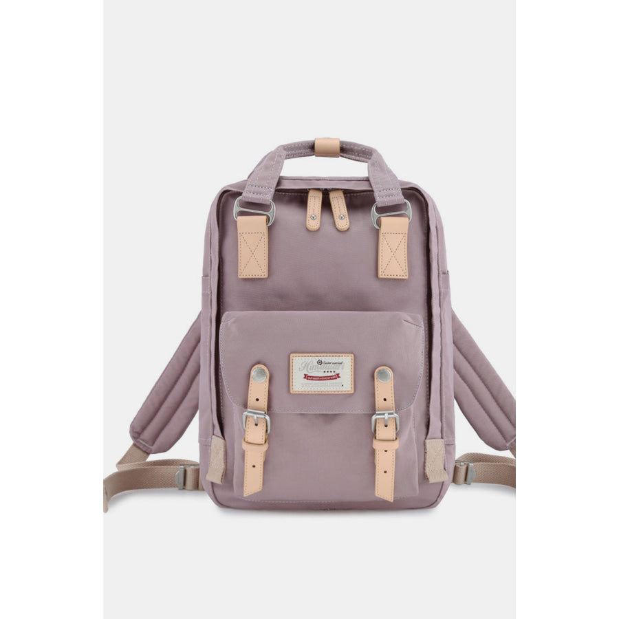 Himawari Contrast Waterproof Nylon Backpack Bag Mauve / One Size Apparel and Accessories