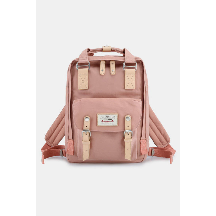 Himawari Contrast Waterproof Nylon Backpack Bag Pink Lemonade / One Size Apparel and Accessories