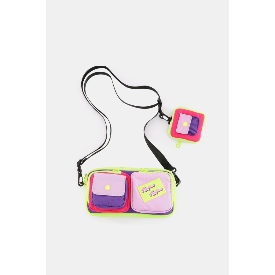 Himawari Removable Strap Nylon Crossbody Bag with EarPods Bag Pink / One Size Apparel and Accessories