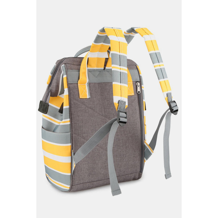 Himawari Striped Waterproof Nylon Backpack Bag with Side Pockets Apparel and Accessories