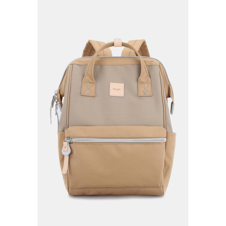 Himawari Water Resistant Canvas Backpack Bag with Side Pockets Camel/Khaki / One Size Apparel and Accessories