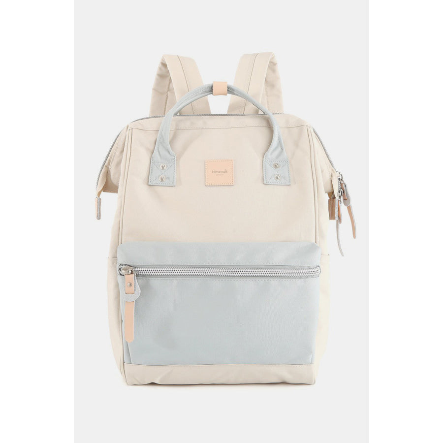 Himawari Water Resistant Canvas Backpack Bag with Side Pockets Cream/L.Blue / One Size Apparel and Accessories