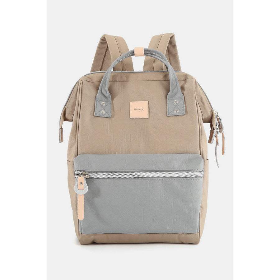 Himawari Water Resistant Canvas Backpack Bag with Side Pockets Grey/Khaki / One Size Apparel and Accessories