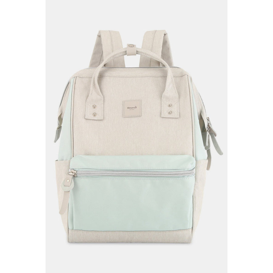 Himawari Water Resistant Canvas Backpack Bag with Side Pockets Grey/Mint / One Size Apparel and Accessories