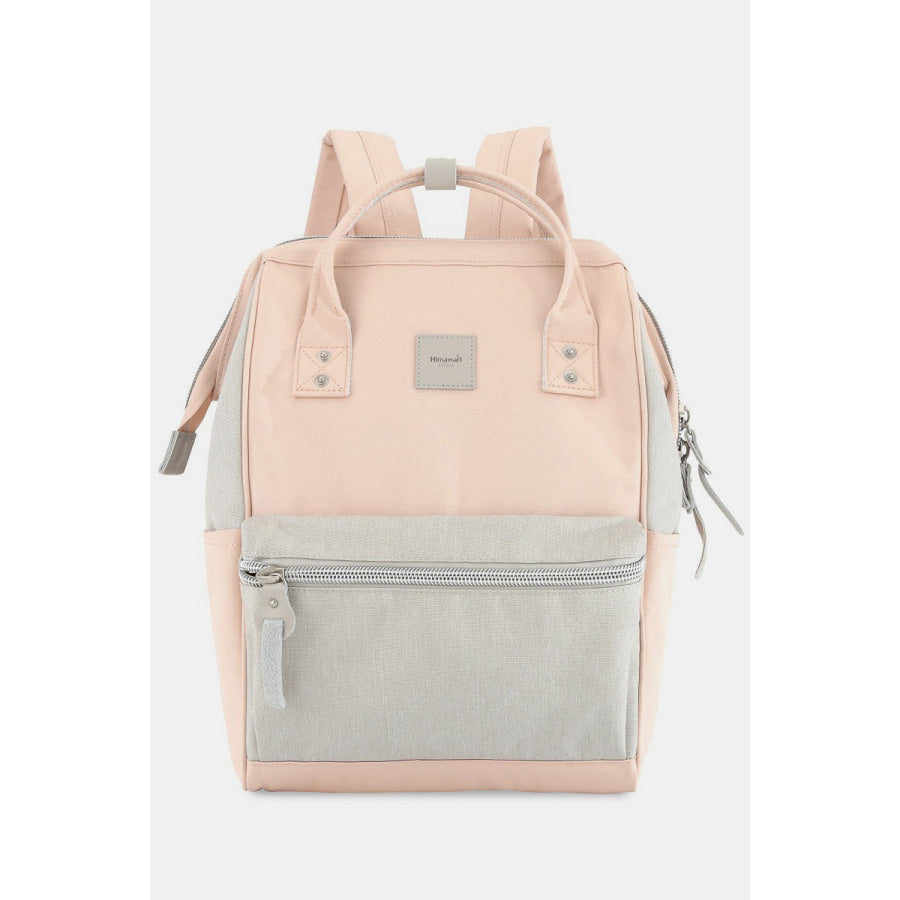 Himawari Water Resistant Canvas Backpack Bag with Side Pockets Grey/Pink / One Size Apparel and Accessories