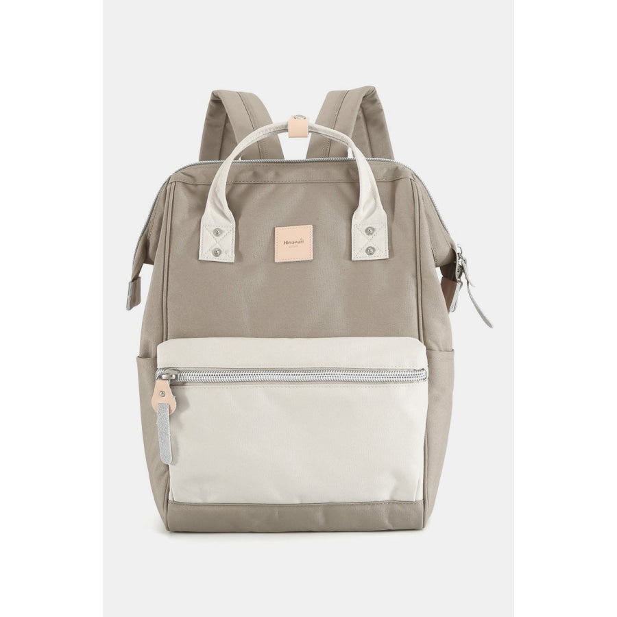 Himawari Water Resistant Canvas Backpack Bag with Side Pockets Khaki/Cream / One Size Apparel and Accessories