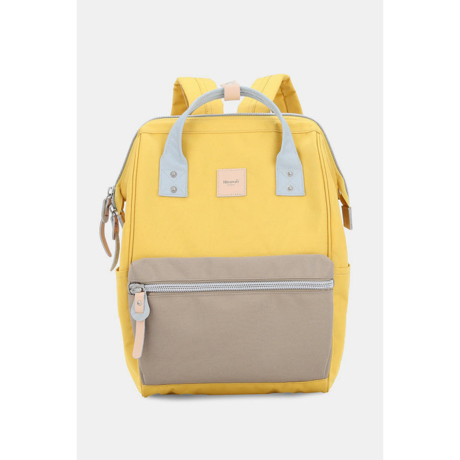 Himawari Water Resistant Canvas Backpack Bag with Side Pockets Lemon/Khaki / One Size Apparel and Accessories