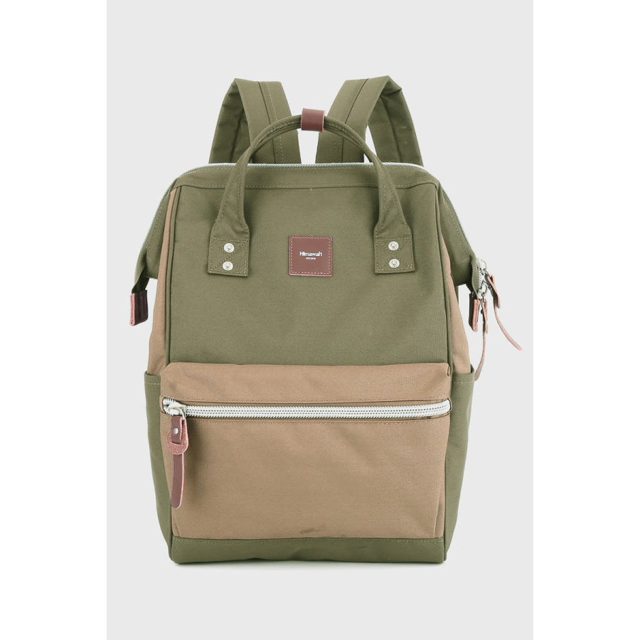 Himawari Water Resistant Canvas Backpack Bag with Side Pockets Mocha/Army / One Size Apparel and Accessories