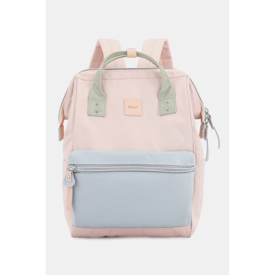 Himawari Water Resistant Canvas Backpack Bag with Side Pockets Pink/Blue / One Size Apparel and Accessories