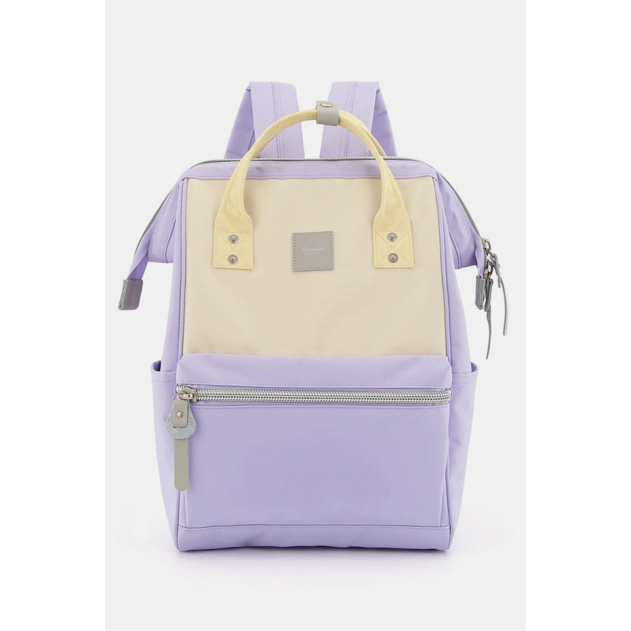 Himawari Water Resistant Canvas Backpack Bag with Side Pockets Purple/Cream / One Size Apparel and Accessories