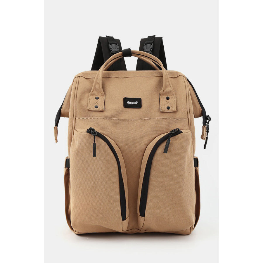 Himawari Waterproof Backpack Bag with Multilayer Pockets Camel / One Size Apparel and Accessories