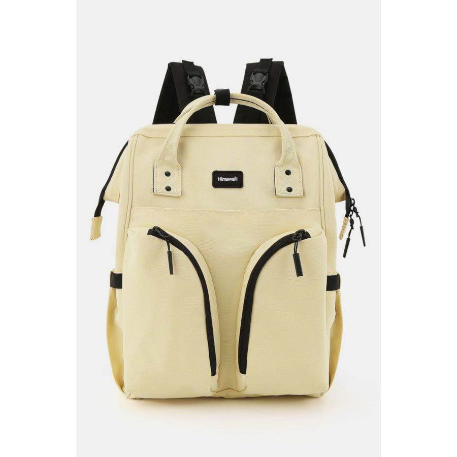 Himawari Waterproof Backpack Bag with Multilayer Pockets Cream / One Size Apparel and Accessories