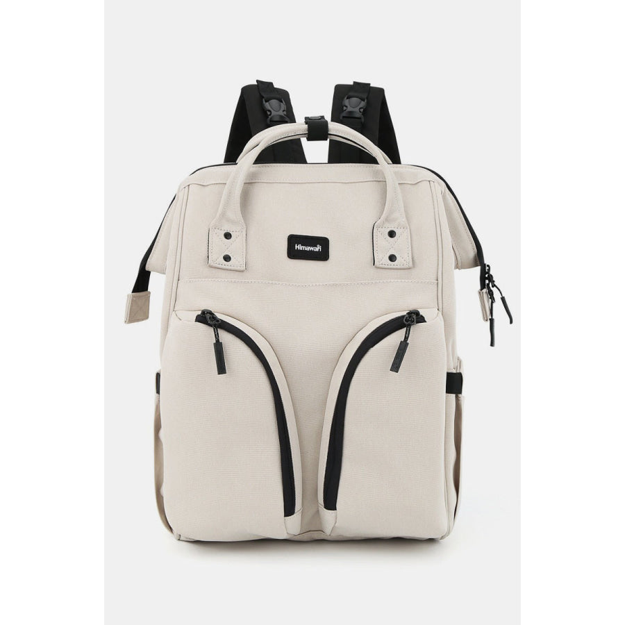 Himawari Waterproof Backpack Bag with Multilayer Pockets Ivory / One Size Apparel and Accessories