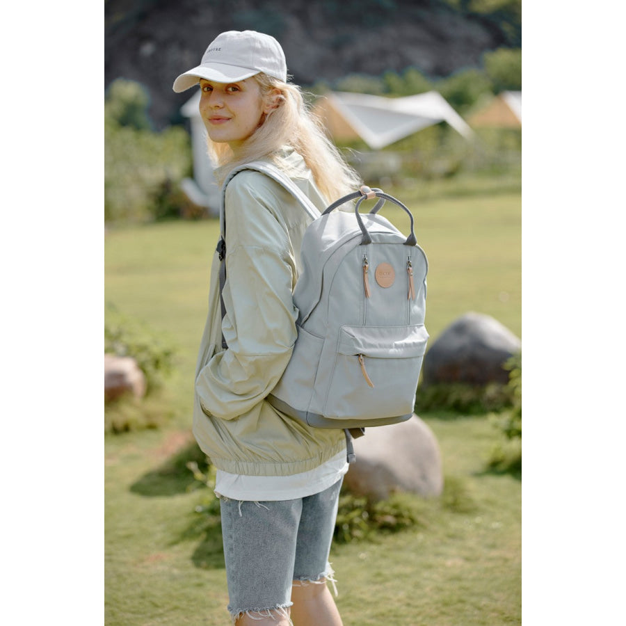 Himawari Waterproof Backpack Bag with Multilayer Pockets Light Gray / One Size Apparel and Accessories