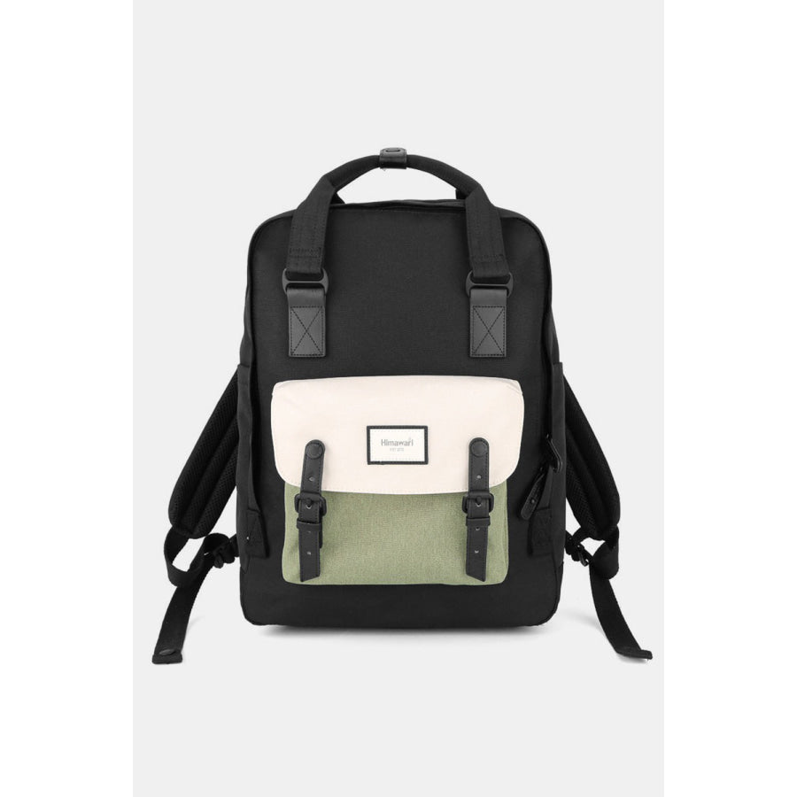 Himawari Waterproof Canvas Backpack Bag with Handles Black/White / One Size Apparel and Accessories