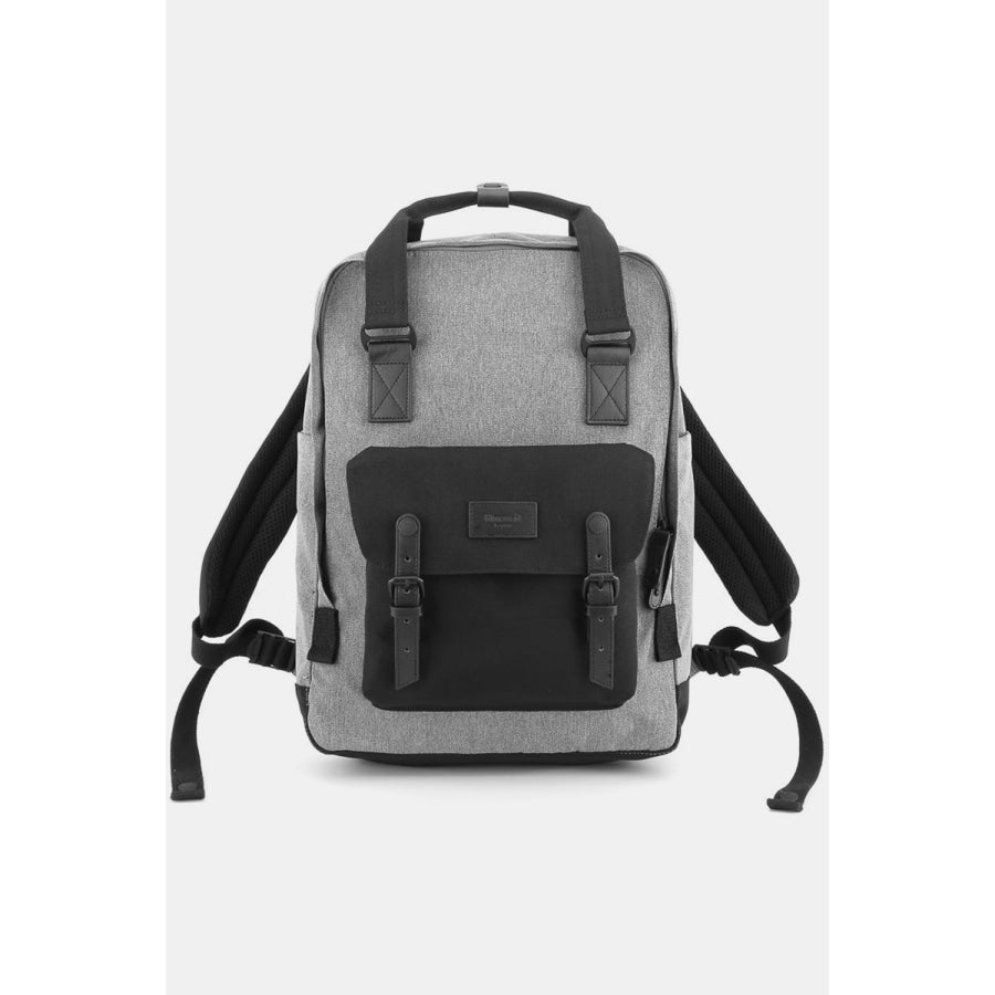 Himawari Waterproof Canvas Backpack Bag with Handles Grey/Black / One Size Apparel and Accessories