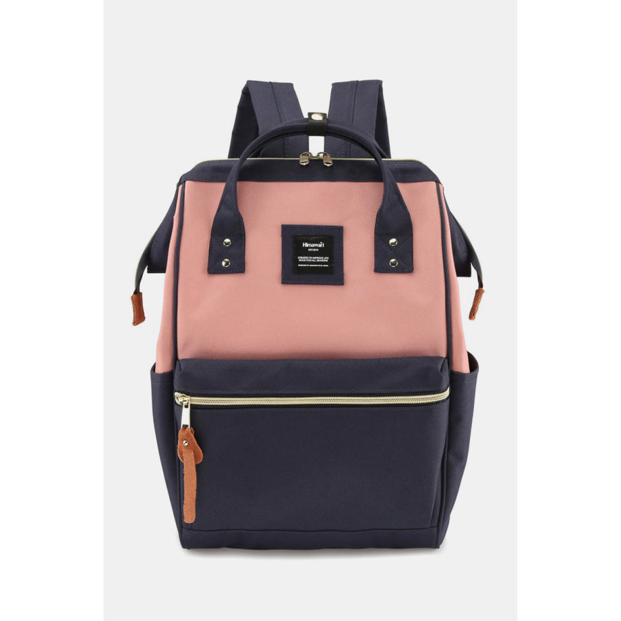 Himawari Waterproof Canvas Backpack Bag with Side Pockets A-Navy/Pink / One Size Apparel and Accessories