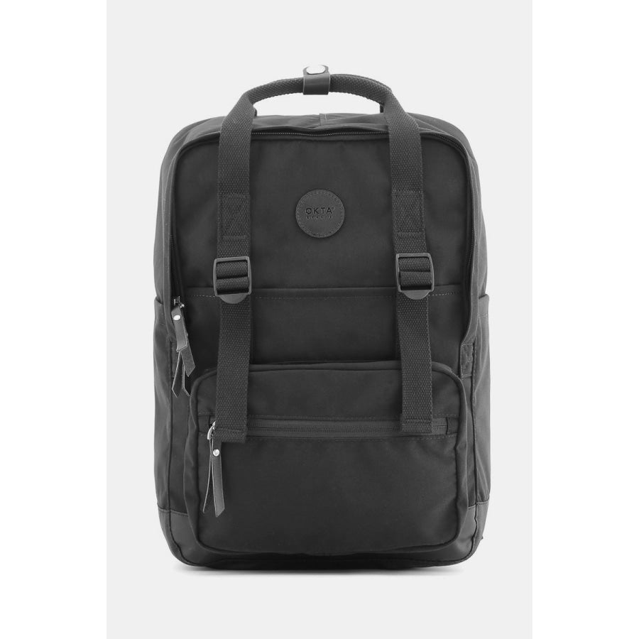 Himawari Waterproof Canvas Backpack Bag with Side Pockets Black / One Size Apparel and Accessories