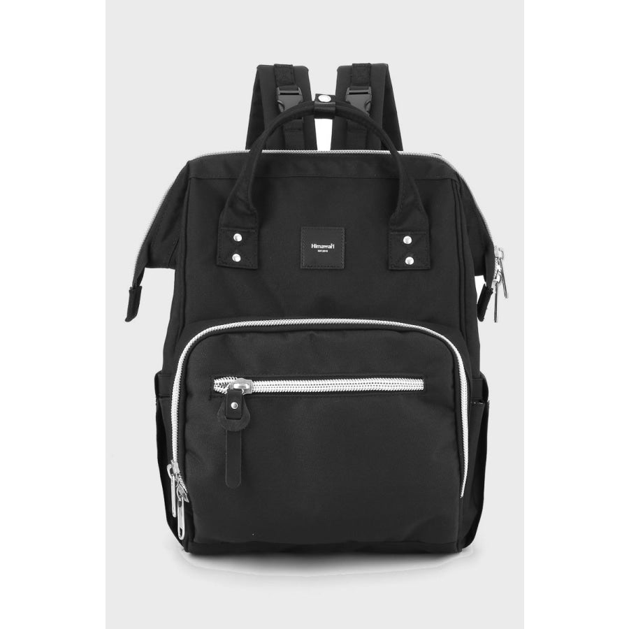 Himawari Waterproof Canvas Backpack Bag with Side Pockets Black / One Size Apparel and Accessories