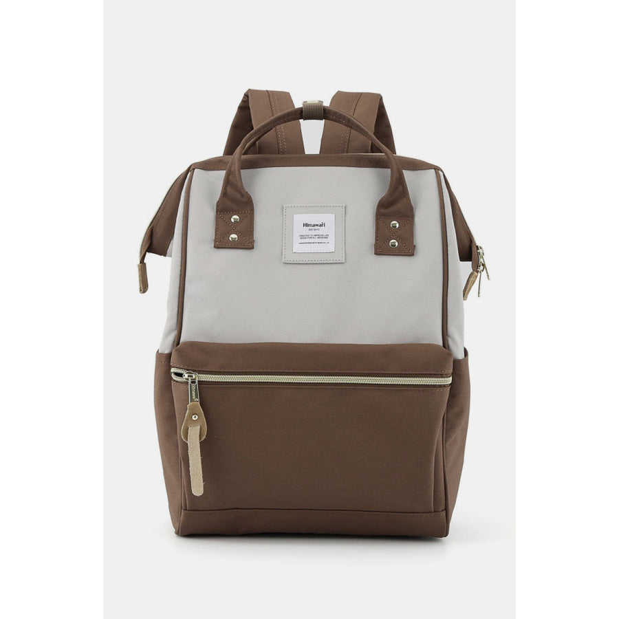 Himawari Waterproof Canvas Backpack Bag with Side Pockets Grey/Mocha / One Size Apparel and Accessories