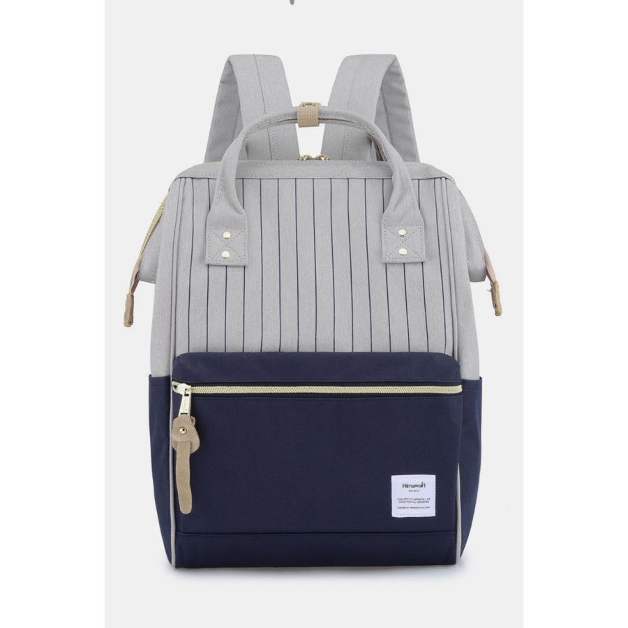 Himawari Waterproof Canvas Backpack Bag with Side Pockets Grey/Navy / One Size Apparel and Accessories