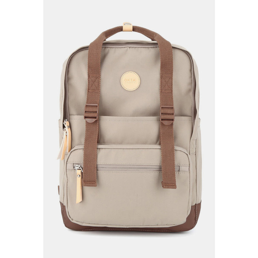 Himawari Waterproof Canvas Backpack Bag with Side Pockets Khaki / One Size Apparel and Accessories