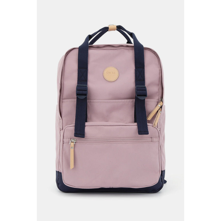 Himawari Waterproof Canvas Backpack Bag with Side Pockets Light Mauve / One Size Apparel and Accessories