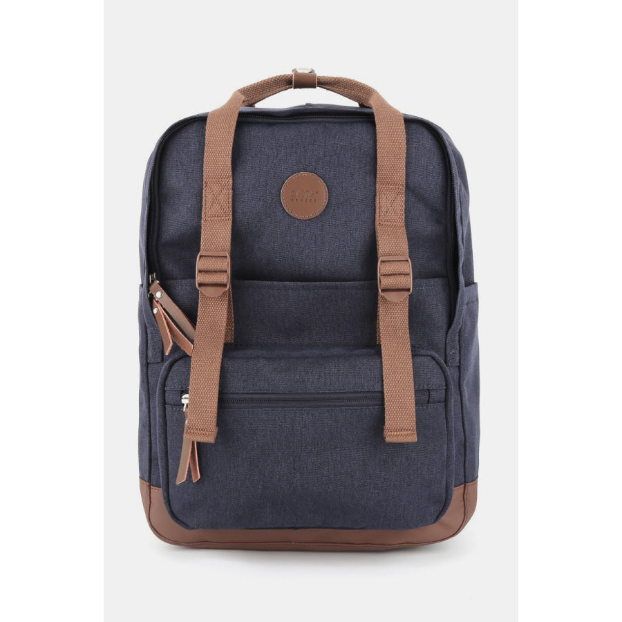 Himawari Waterproof Canvas Backpack Bag with Side Pockets Navy / One Size Apparel and Accessories