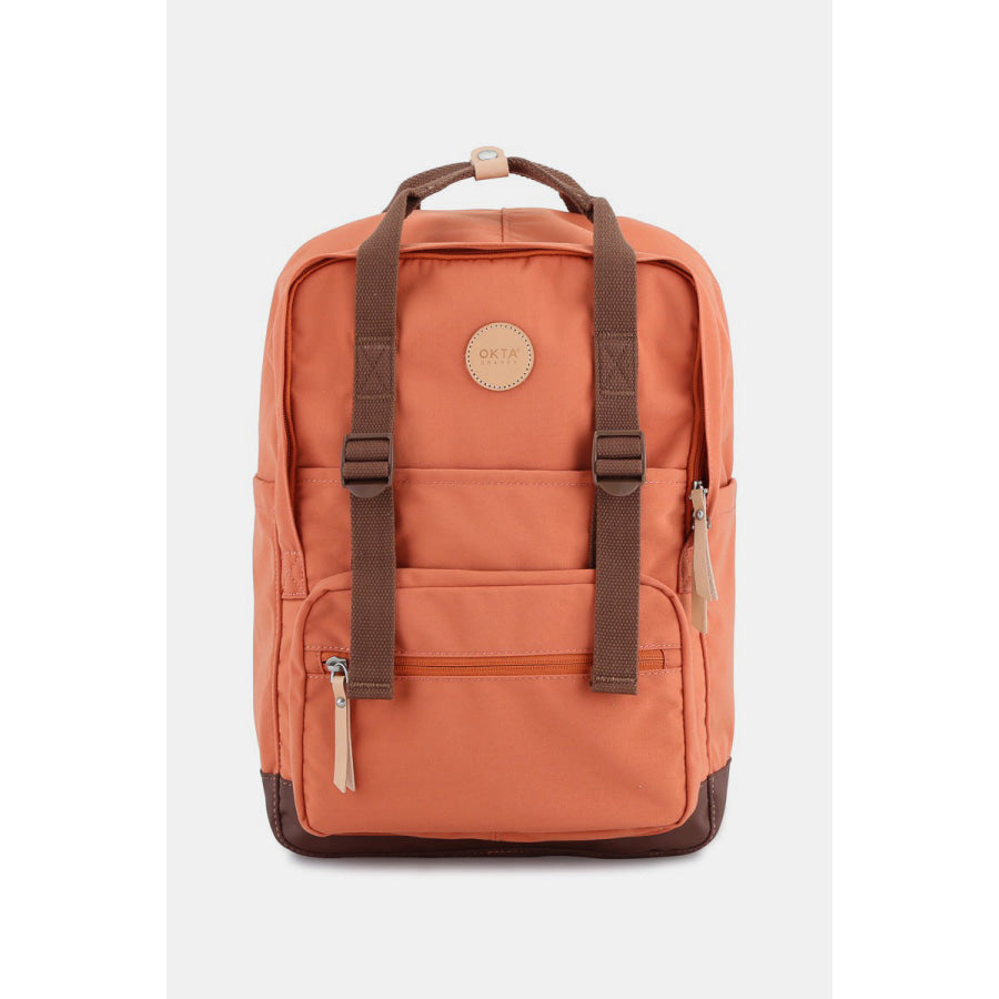 Himawari Waterproof Canvas Backpack Bag with Side Pockets Orange / One Size Apparel and Accessories