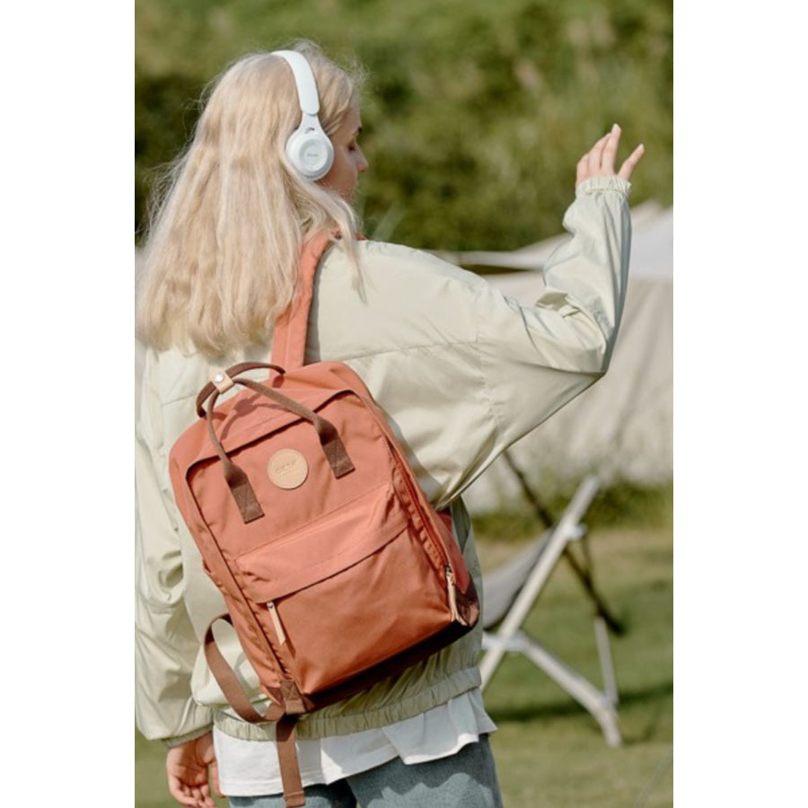 Himawari Waterproof Canvas Backpack Bag with Side Pockets Orange / One Size Apparel and Accessories