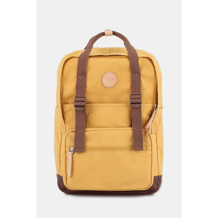 Himawari Waterproof Canvas Backpack Bag with Side Pockets Yellow / One Size Apparel and Accessories