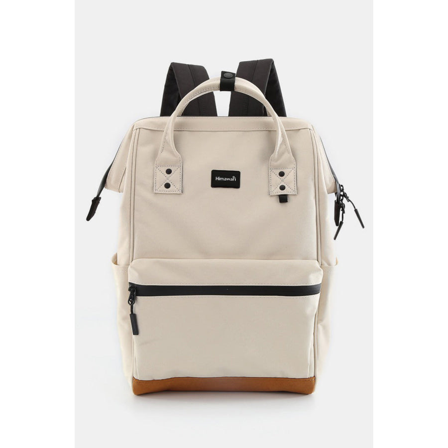 Himawari Waterproof Canvas Travel Backpack Bag with USB Port Ivory / One Size Apparel and Accessories