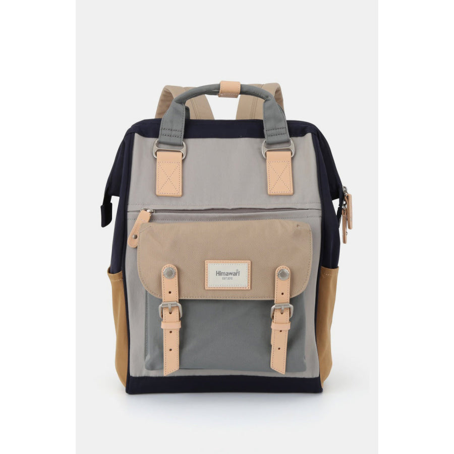 Himawari Waterproof Nylon Backpack Bag with Handles Grey/Khaki / One Size Apparel and Accessories