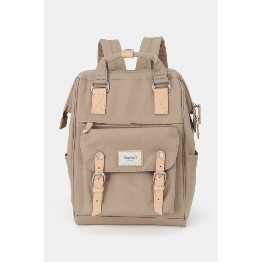 Himawari Waterproof Nylon Backpack Bag with Handles Khaki / One Size Apparel and Accessories