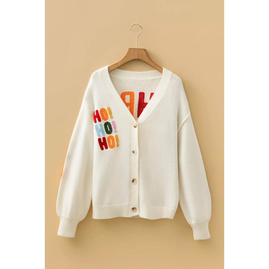 ’HO HO HO’ Button Up Knit Cardigan Apparel and Accessories