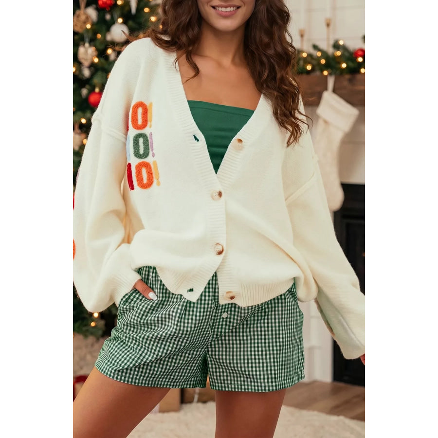’HO HO HO’ Button Up Knit Cardigan Apparel and Accessories