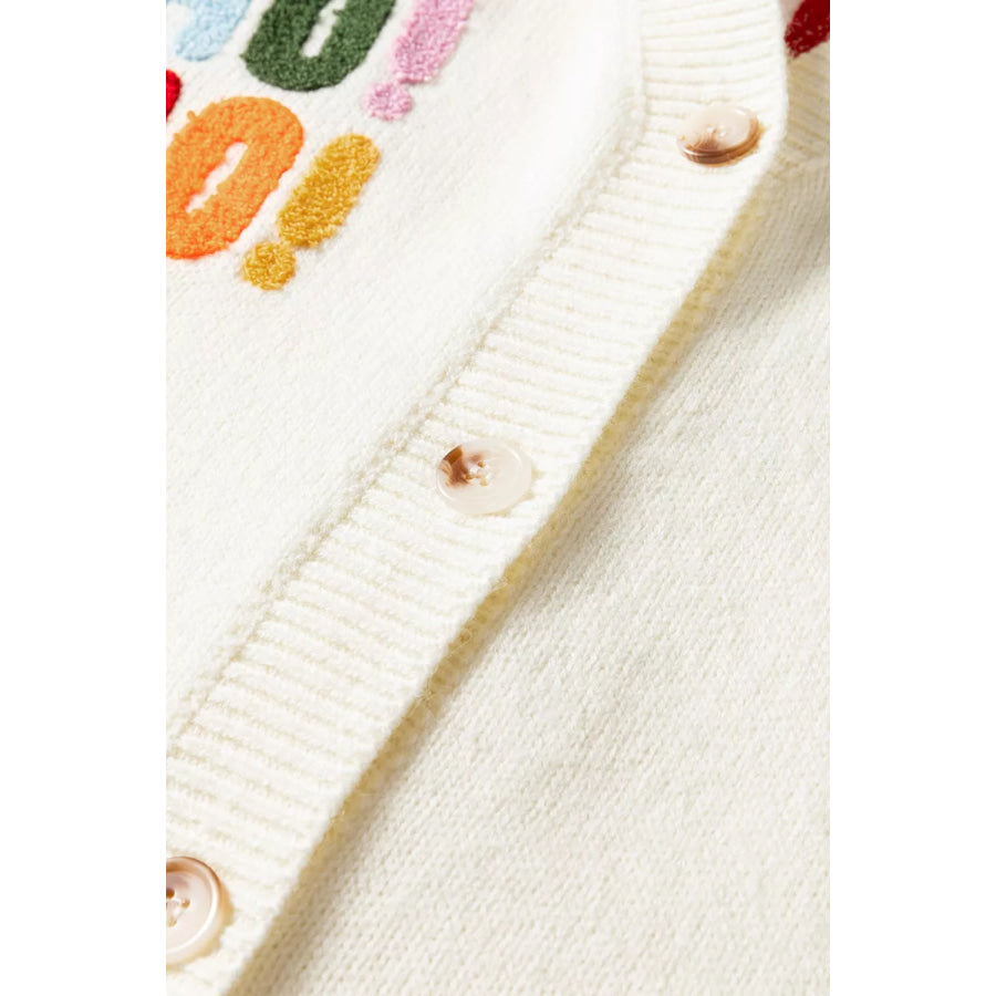 ’HO HO HO’ Button Up Knit Cardigan Apparel and Accessories