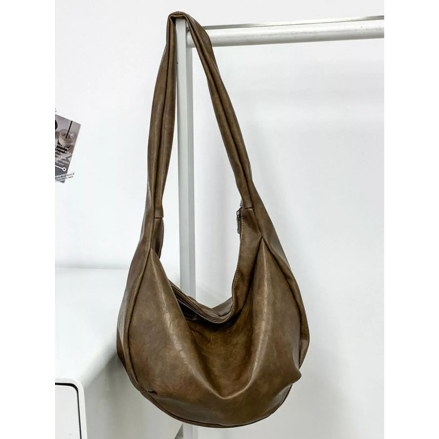 Hobo Style Crossbody Bag Brown / ONESIZE Apparel and Accessories