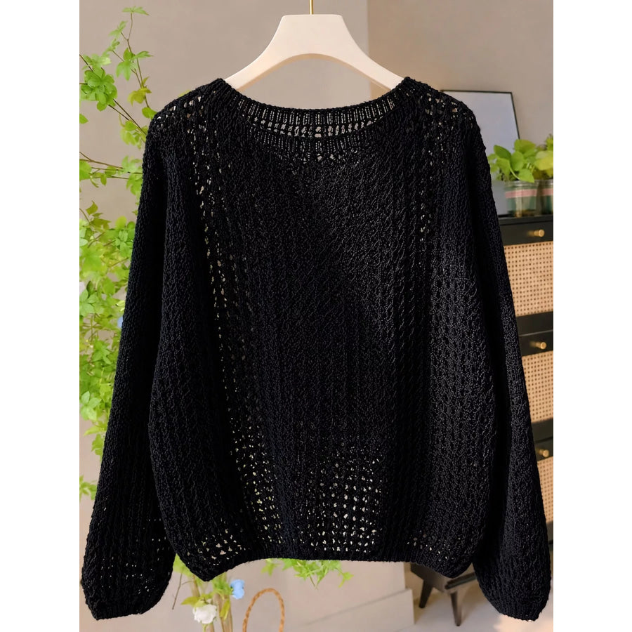 Hollow-Out Breathable Knit Cover Up Top Apparel and Accessories