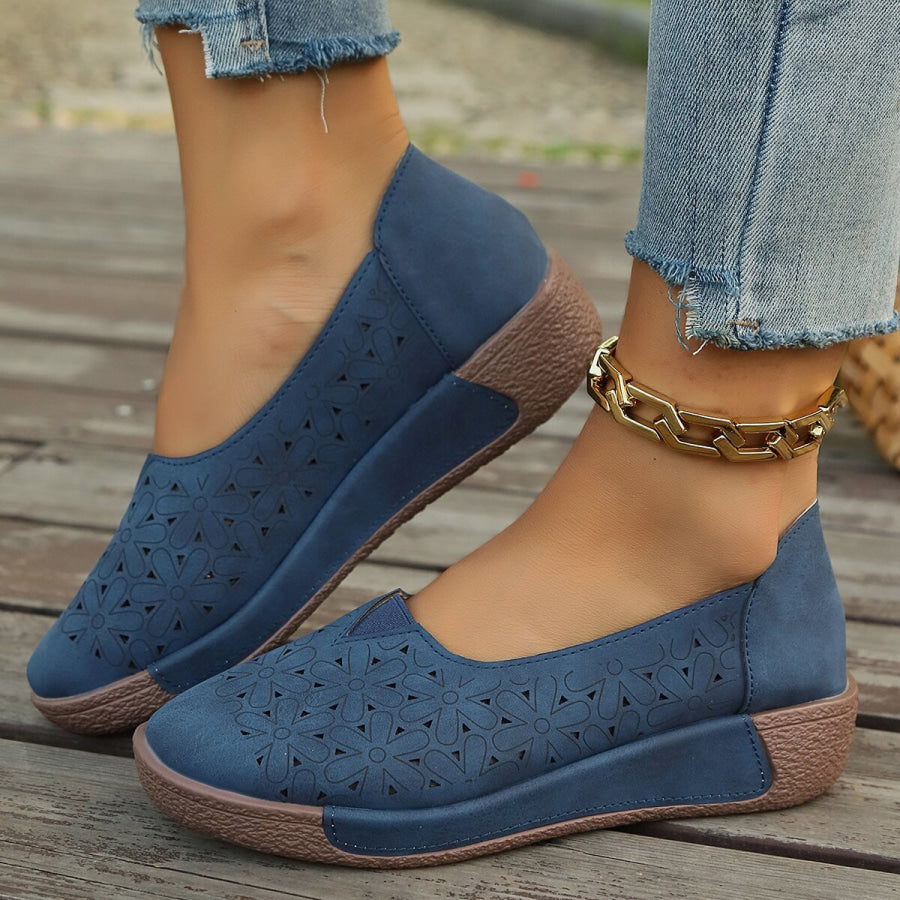 Hollow-Out Casual Loafers Blue / 36 Apparel and Accessories