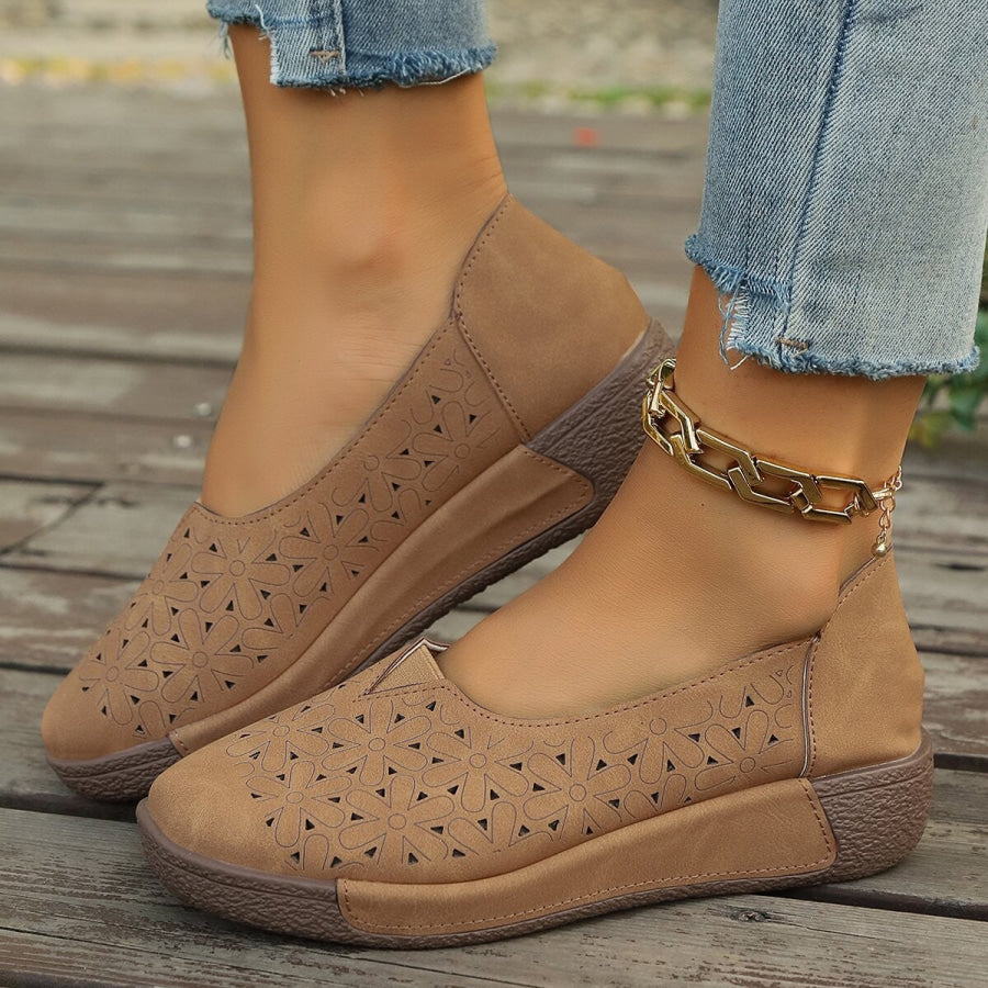 Hollow-Out Casual Loafers Brown / 36 Apparel and Accessories