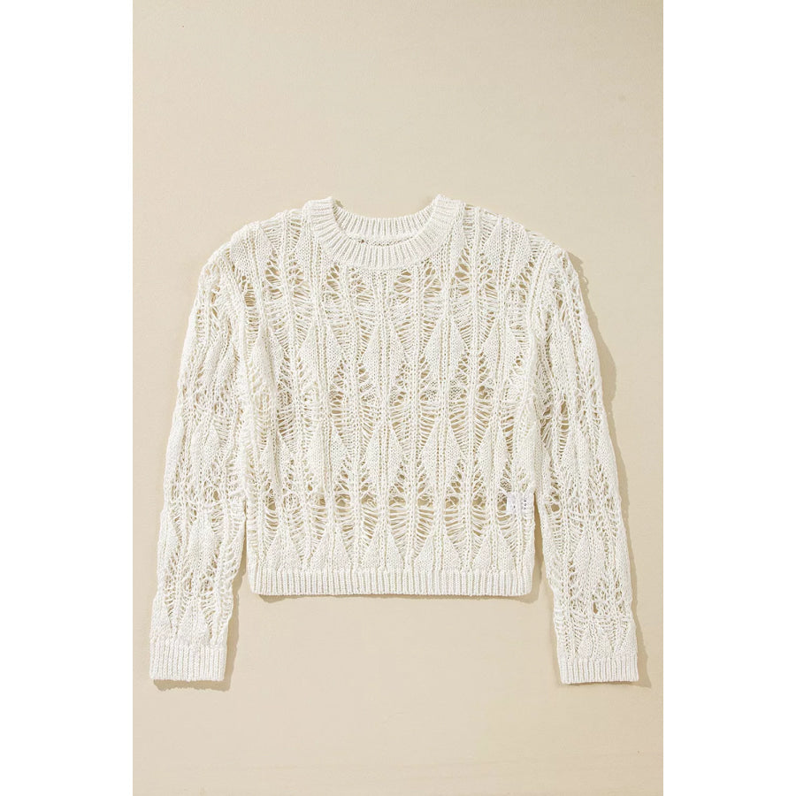 Hollow Out Long Sleeve Knit Cover Up Apparel and Accessories