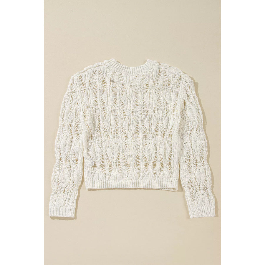Hollow Out Long Sleeve Knit Cover Up Apparel and Accessories