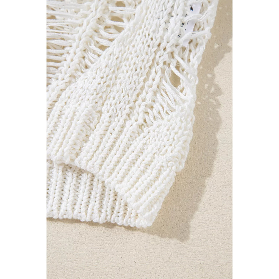 Hollow Out Long Sleeve Knit Cover Up Apparel and Accessories